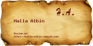 Halla Albin névjegykártya